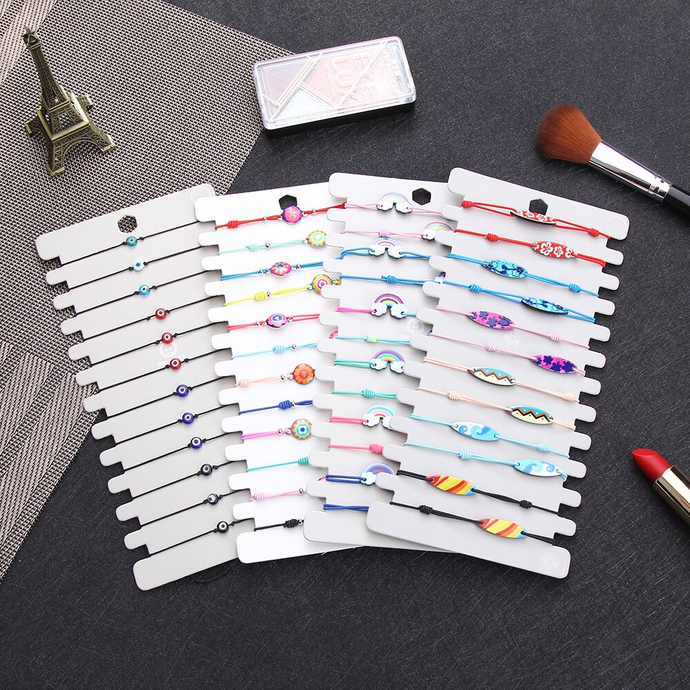 12 Stks/set Handgemaakte Geweven Touw Ketting Armband Set Rainbow Bridge Gedrukt Charms Armbanden Voor Vrouwen Mode-sieraden