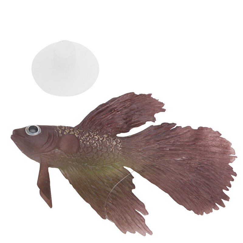 Artificial Soft Silicone Glowing Effect Betta Aquarium Fish Tank Ornament Decor: Brown