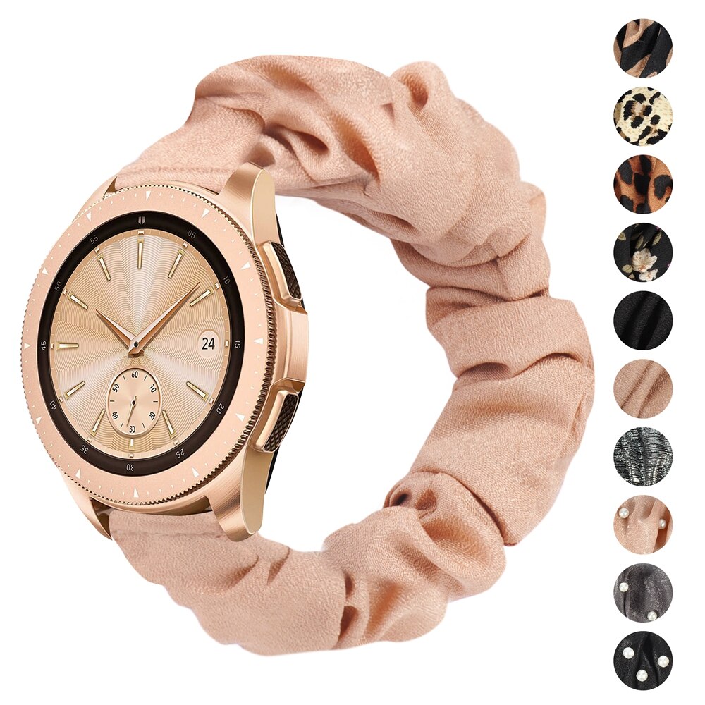 Toyouths trykt stofbånd til samsung galaxy ur 3 42mm aktive 40mm kvinder fritid elastisk rem 20mm til aktive 2 40mm 44mm: Beige / Lille 4.7-6.7 tommer