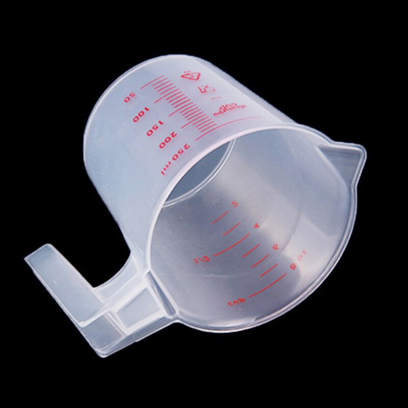 Taza medidora de plástico con mango de 250ML, herramientas de medición para hornear, azúcar, café, cocina, novedad