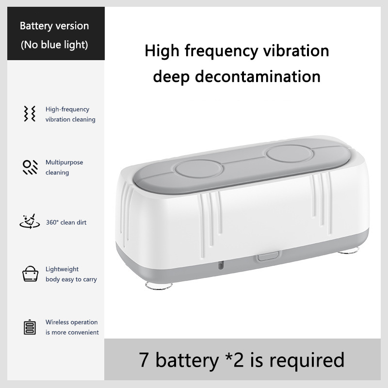 Limpiador de gafas ultrasónico Midea, limpiador de gafas con luz azul completamente automático USB, máquina de limpieza de joyas multifuncional para el hogar: Morado