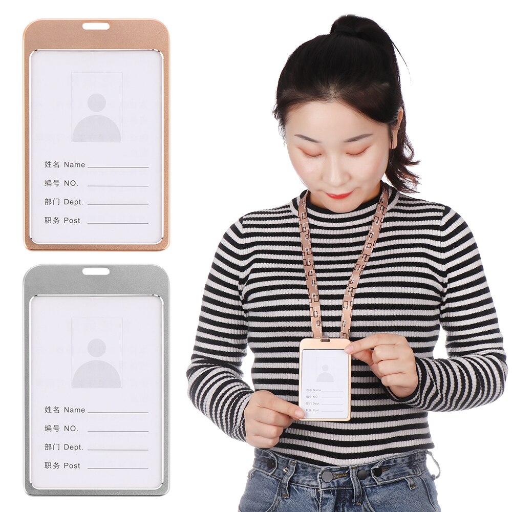 Aluminum Alloy Office Card Storage Supplies Pass Badge Card Sleeve Multi-use Work Card Holder Protector Cover ID Business Case