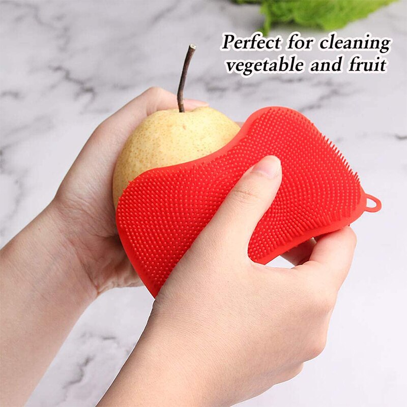 3PCS Silicone Dish Washing Brush Pot Pan Sponge Scrubber Silicone Scouring Pad Fruit Pot Pan Wash Brushes Kitchen Cleaning Tool