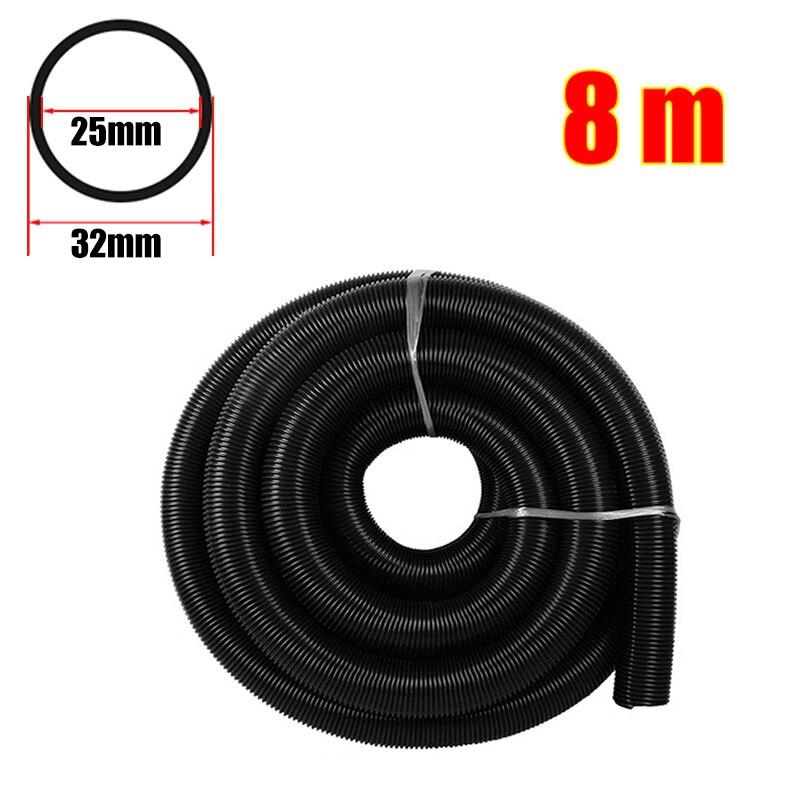 Inner 25 mm Household Vacuum Cleaner Thread Hose Straws Factory Bellows Vacuum Tube Soft flexible EVA Hose Pipe Replacement Part: Black-8m