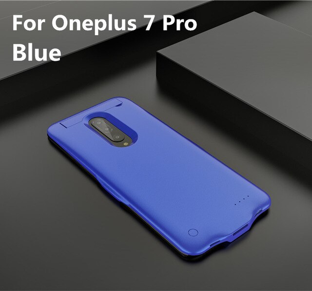 HSTNBVEO 6800mAh Energie Bank Batterie fallen Für OnePlus 7 Profi Batterie Ladegerät Fällen Aufladen Energie fallen Für OnePlus 7 Energie Bank: Blau  Pro 7 Profi