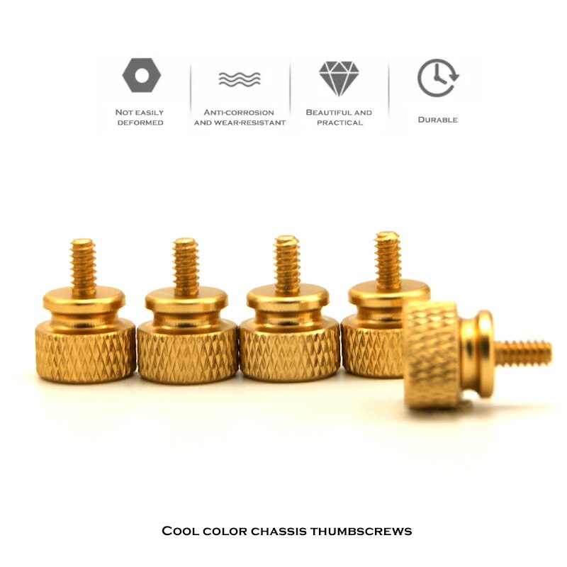PC Cooling MOD Colorfull Hand Screws For Chassis Side Panel 5pcs: Gold-5PCS