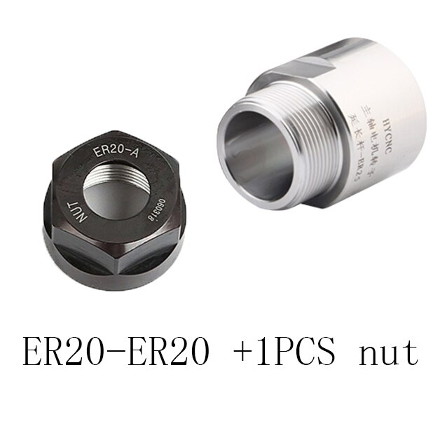 1pcs adapter er11 er16 er20 er25 er32 Extension rod spindle motor Rotor engraving machine spindle motor shaft sleeve: ER20-ER20 with nut