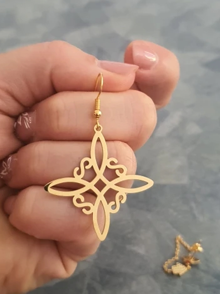 Dadapara stregoneria orecchini con nodo strega irlandese Celtics nodo Wicca simbolo orecchini pendenti gioielli con geometria Vintage ▾ in acciaio inossidabile