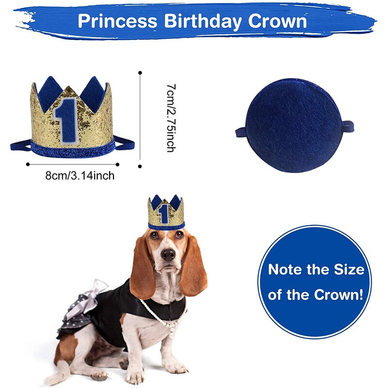 Dog first birthday party burlap banner cake topper pet hat crown for puppy dog birthday decorations
