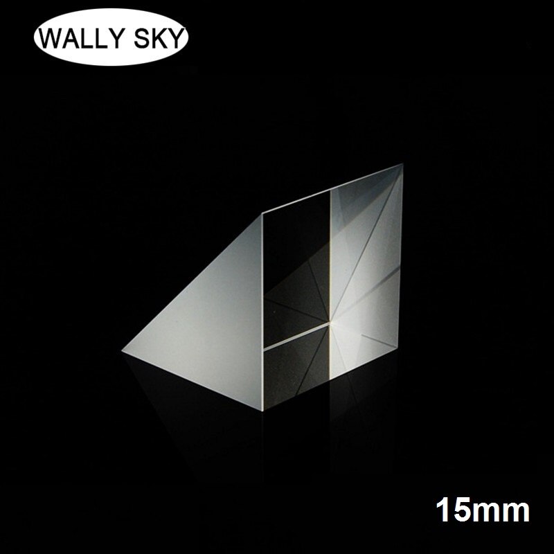 Optical Glass Coating Isosceles Right Angle Prism 45 degree Size 15mm Visual Image Measurement Physical Optics Total Reflection