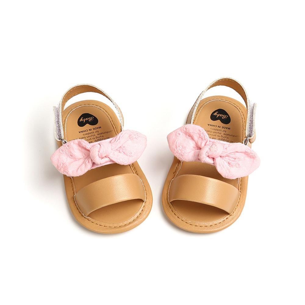 Summer Baby Girls Bow First Walkers Soft Bottom Sandals: P / S 0-6