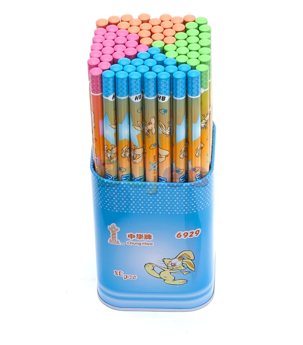 Chunghwa Sztuka zestaw kredek ołówek HB w żelaznej beczce 80 sztuk ołówki dla dzieci i uczniów Skech ołówek dostaw sztuki