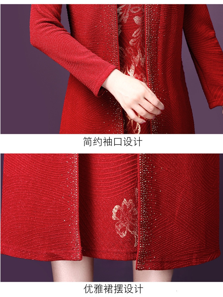 Jurk Pakken Voor Vrouwen Formele Bruiloft Gast Dragen Bruidegom Bridal Moeder Lange Blazer Jas Tweedelige Set Vintage Kleding Plus size