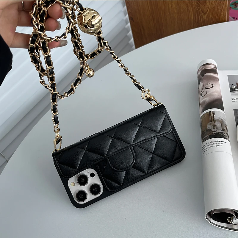 Umhängetasche, verstellbare Lanyard-Handyhülle für iPhone 15, 14, 13, 12, 11, 16, Pro Max, Brieftasche, Kartensteckplatz, Halter, Lederhülle (kein Logo)