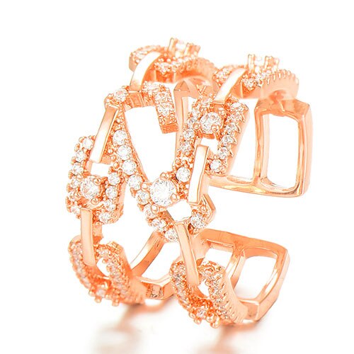 GODKI Monaco Luxury Statement Stackable Ring For Women Wedding Cubic Zircon Engagement Dubai Punk Bridal Top Finger Rings: Rose Gold