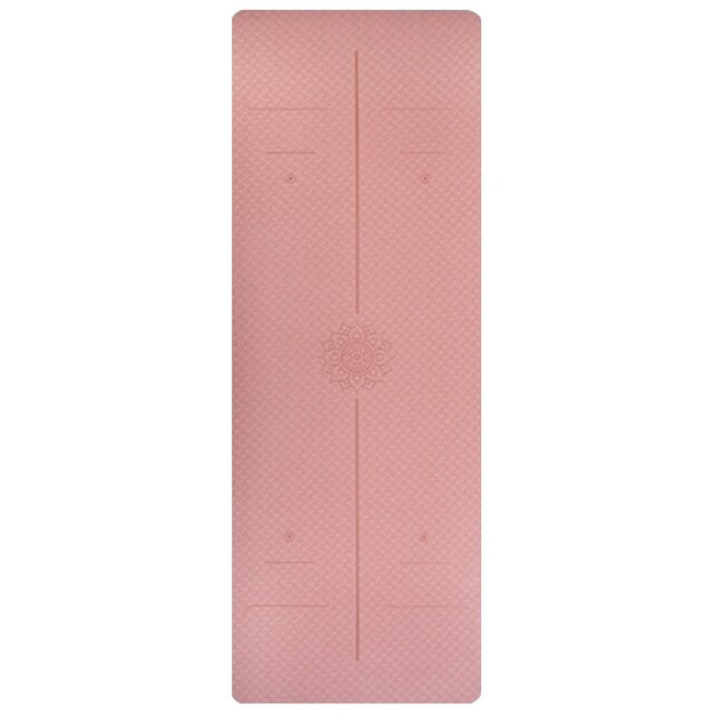 6mm tpe-yogamatten-pads mit positionierungslinien, rutschfeste teppichmatten für fitness, pilates, gymnastik, yoga und andere sportarten: Lederrosa