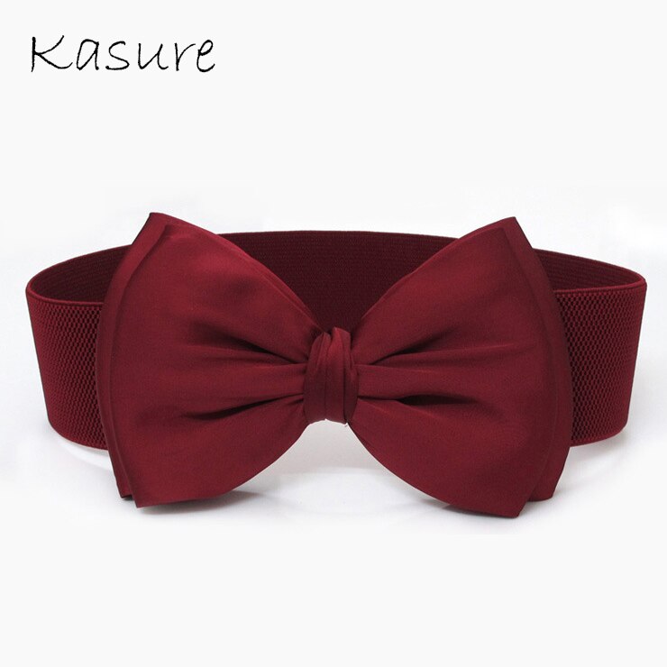 Kasure-cinturilla elástica con lazo grande para mujer, cinta elástica de Color sólido, cinturón de cintura con lazo, decoración de vestido, Cumerbunds