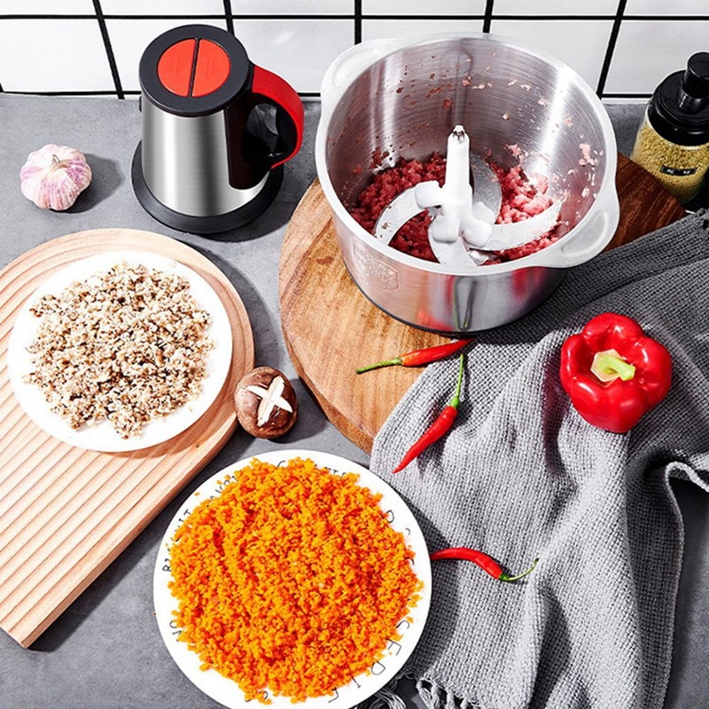 Tod-Food Processor 4L Rvs Elektrische Vleesmolen Blender Mixer Machine Voor Fruit Vlees Knoflook Noten, eu Plug