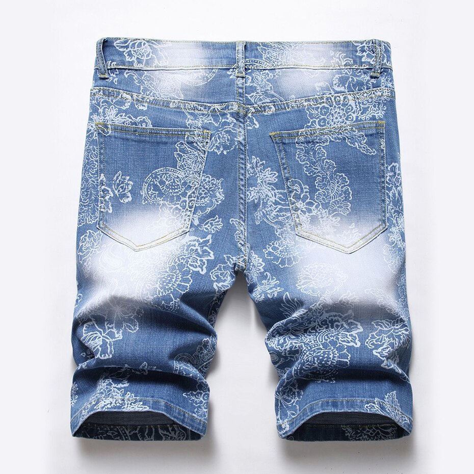 Sommer Herren Kurze Jeans Gedruckt Denim Jeans kurze Hose Hüfte hüpfen Streetwear Denim kurze Hose