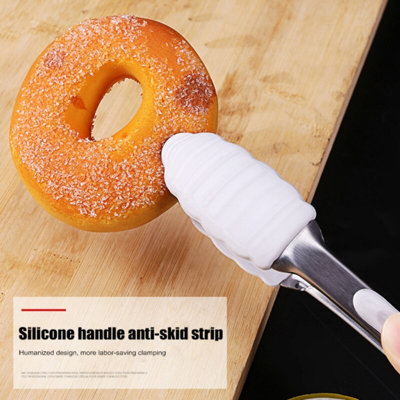 Kitchen Food Clip 2PCS/Set Bread Doughnut Clip Stainless Steel Silicone Pointed Forceps Barbecue Clip 12 /9 Inches