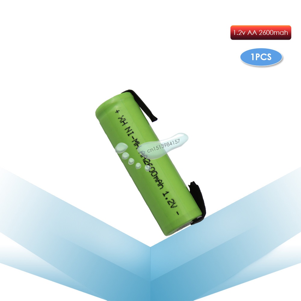 Kpay-batería recargable de 1,2 V AA Ni-Mh, 2600mah, celda nimh, carcasa verde con pestañas de soldadura, Afeitadora eléctrica, afeitadora, cepillo de dientes