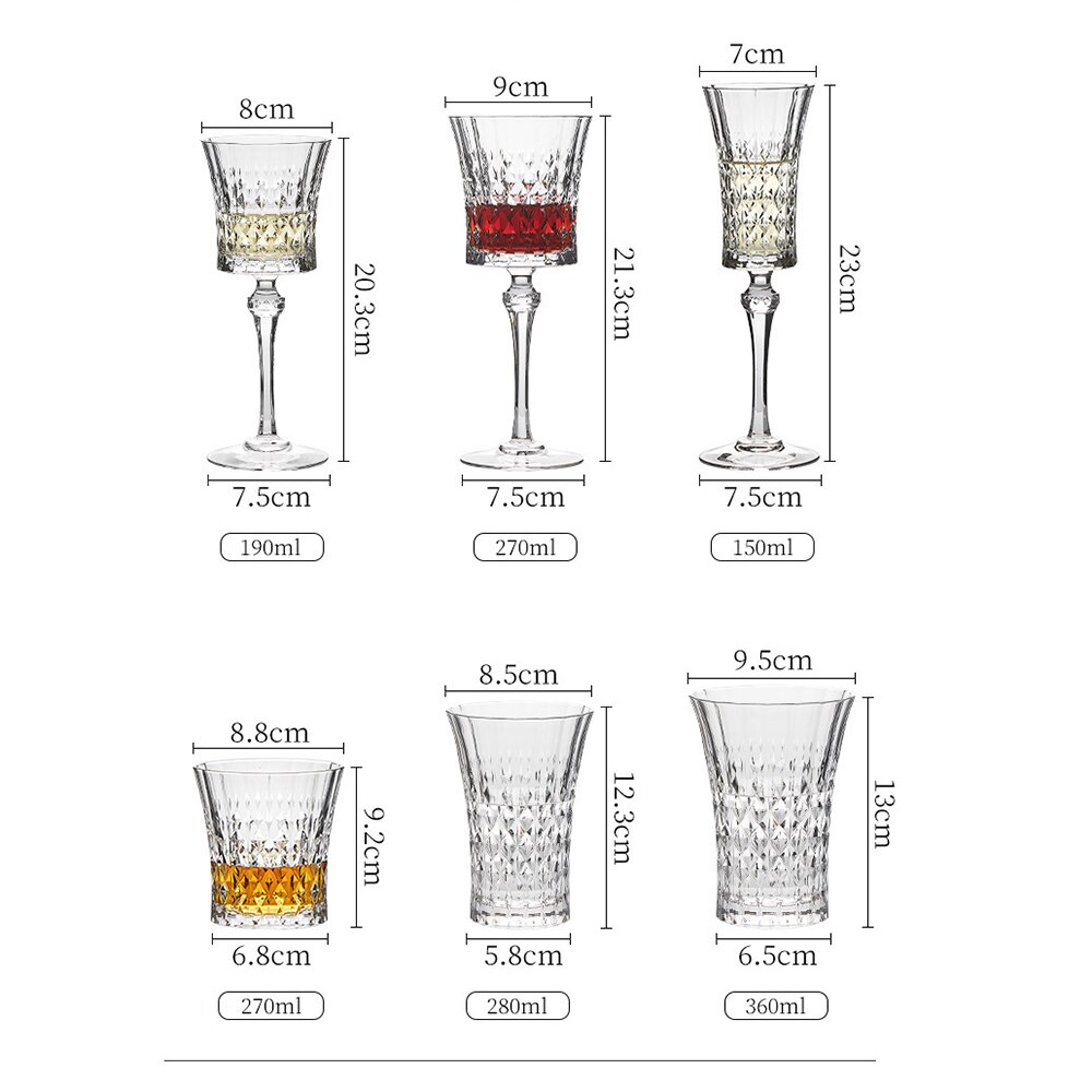 Copa de cristal tallada de estilo europeo, copas de vino de lujo con diamantes, para Bar, , hogar, Hotel