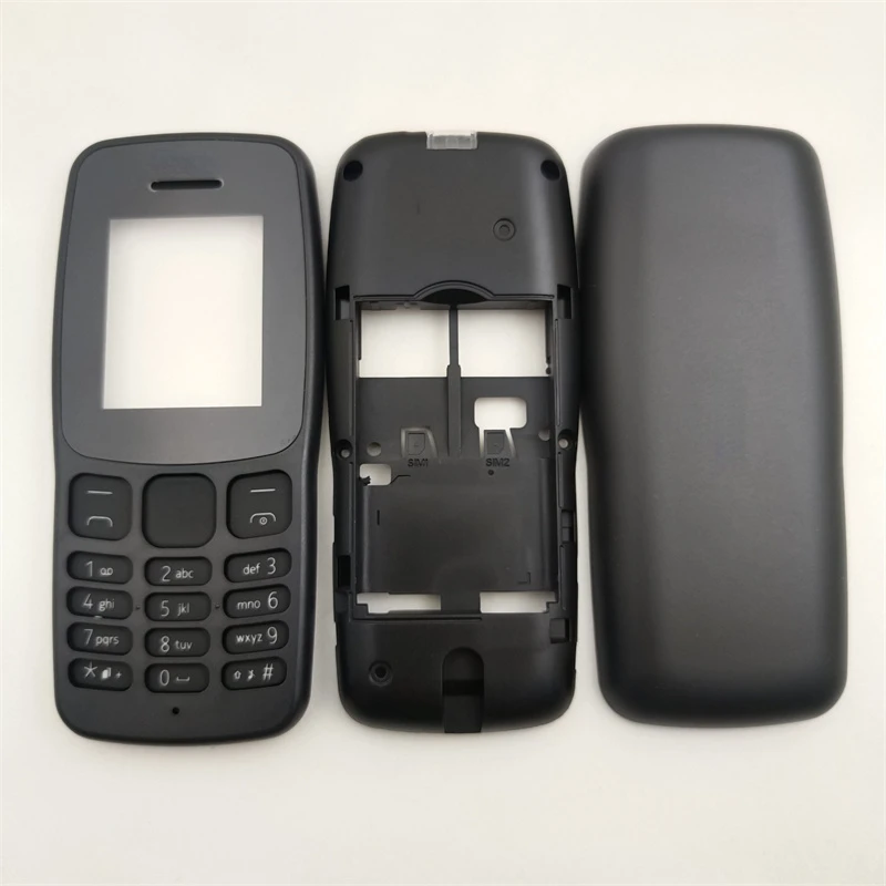 Nueva funda completa para teléfono móvil con piezas de repuesto de teclado en inglés para Nokia 106: Azul oscuro