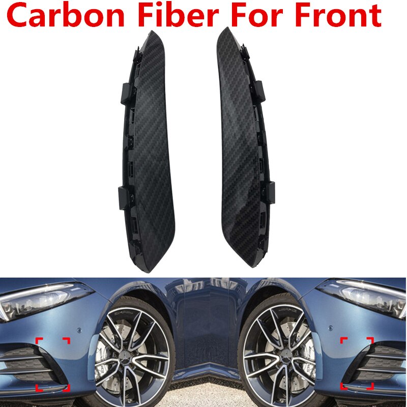 For Benz W177 AMG Line A Class A200 A250 A35 Front Rear Bumper Lip Fog Lamp Cover Chin Spoiler Splitter Body Kit Canards: Carbon Fiber Front