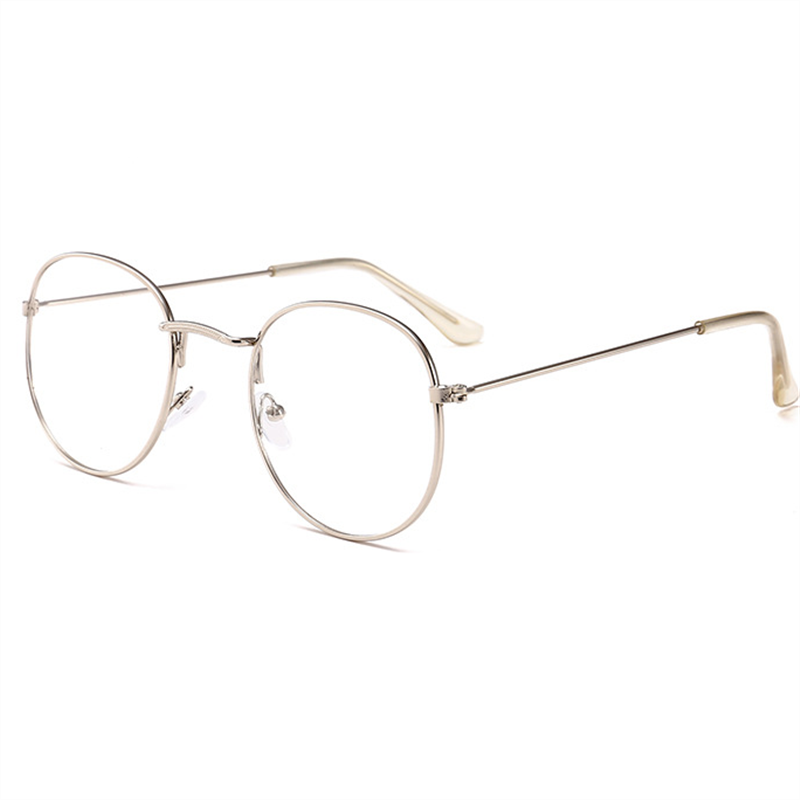 XojoX montura de gafas redondas de para hombre y mujer, monturas de gafas ópticas Unisex transparentes, gafas clásicas doradas: Plata