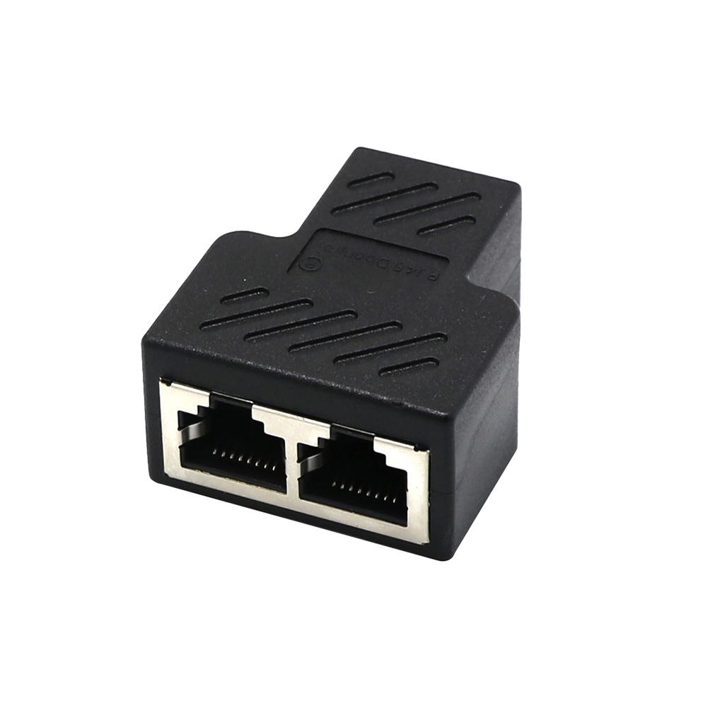 Universal 1 to 2 Dual Female Ports CAT5/6/7 RJ45 Splitter LAN Network Internet Adapter For TV Switch Router: Orange