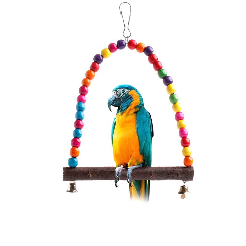 Wooden Bird Parrot Swing Toys Parakeet Cockatiel Lovebird Cage Hanging