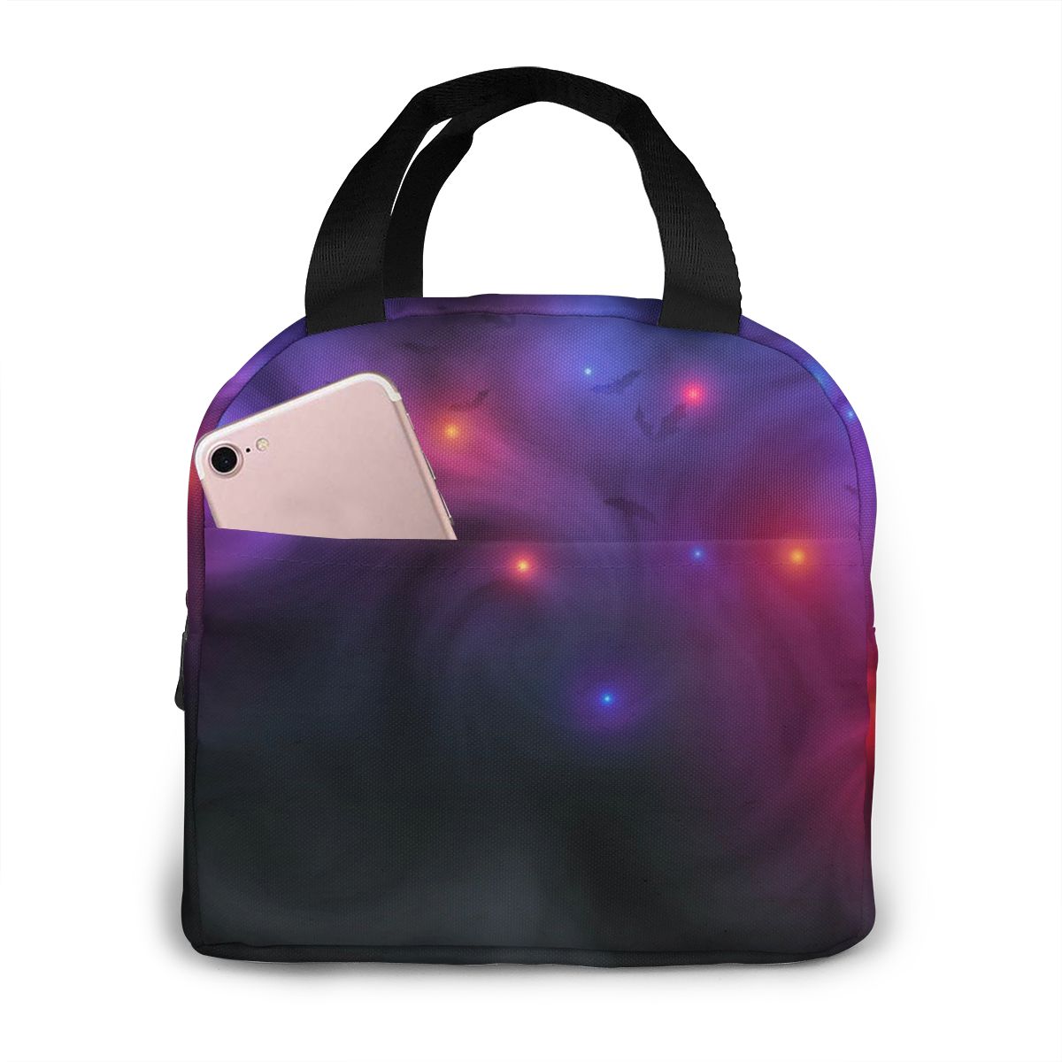 Nette Bunte Eulen Kühltasche Tragbare Reißverschluss Thermische Mittagessen Tasche Bequem Mittagessen Kasten Tote Lebensmittel Tasche: schwarz 8