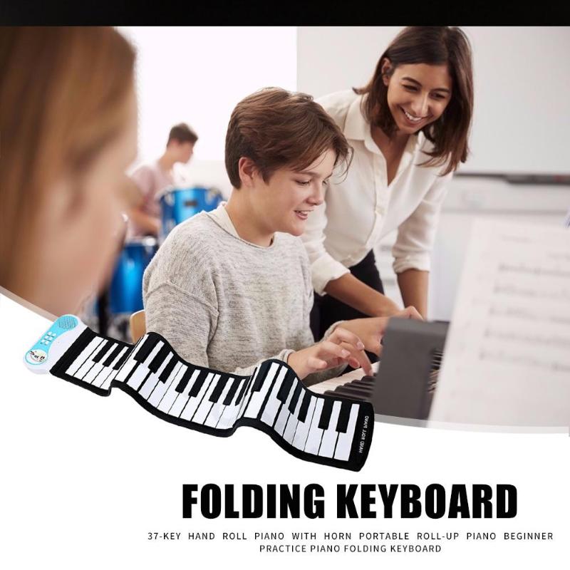 37 Keys Flexible Roll Up Piano Portable Silicone Soft Keyboard Piano w/o Battery Flexible Hand Rolled Musical Instrument