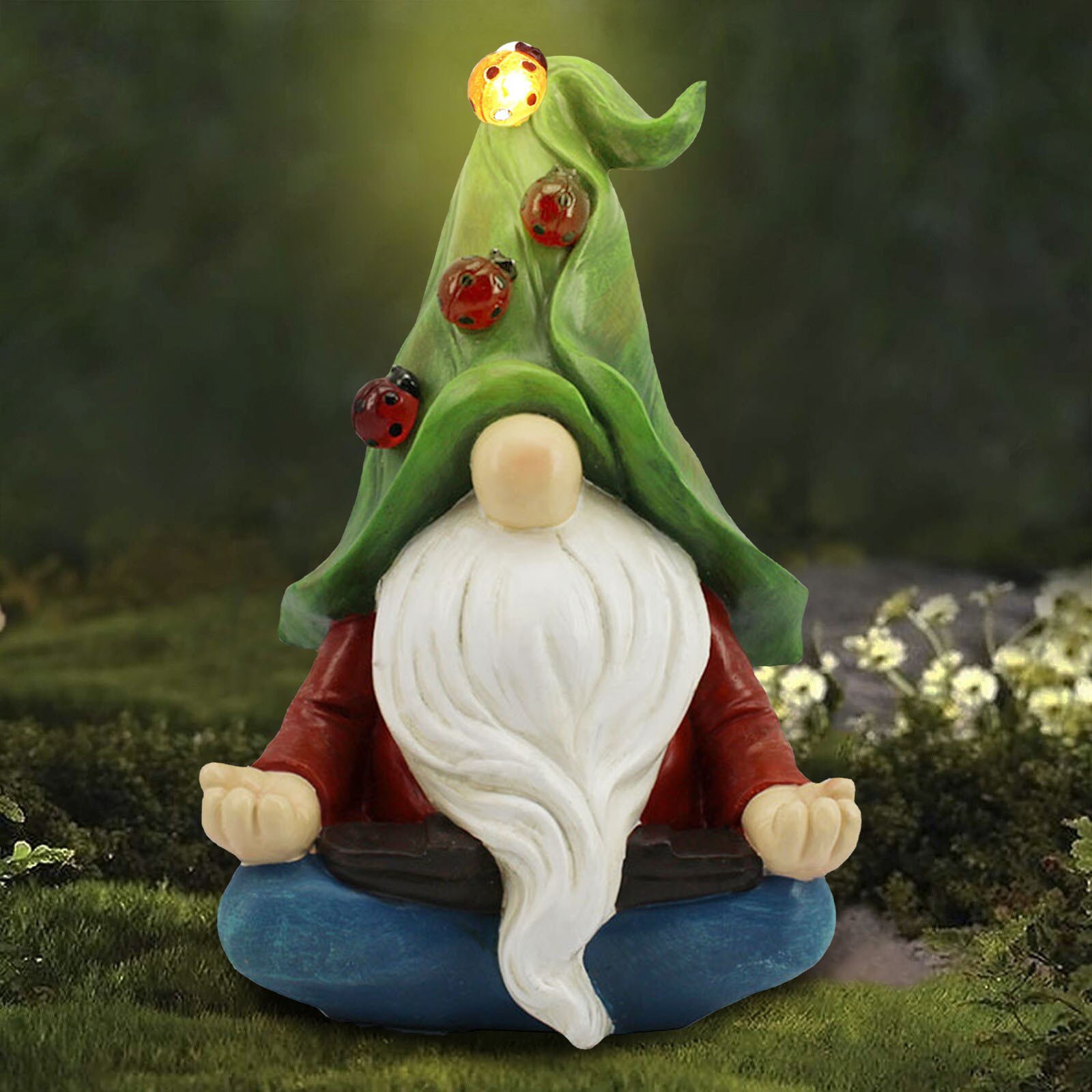 40# Dwarf Resin Ornament Garden Dwarf Statue With Solar Led Light Paques Garden Decoration Outdoor Sculptures Пасхальный Декор: F