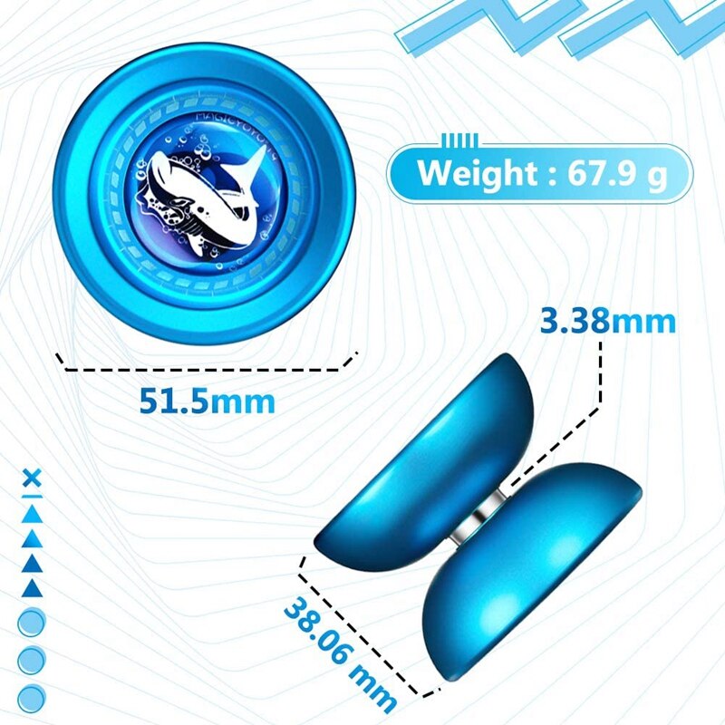 Magicyoyo responsive yoyo  t9, shark-blue yoyo with replacement bearing, axle, bearing removal tool, glove, , 5 strings