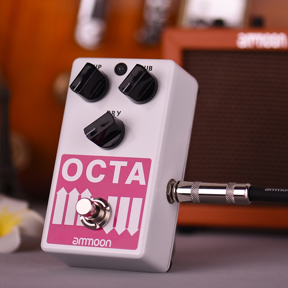 Ammoon octa elektrisk guitarpedal præcis polyfonisk oktavgenerator guitareffektpedal understøtter sub / up oktav & tørt signal