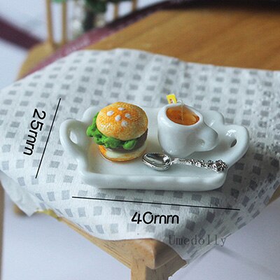 1 Set 1/12 Leuke Mini Hamburger Brood Thee Cup Plaat Model Miniatuur Poppenhuis Play Food Ontbijt Kithcen Accessoires Speelgoed: 1 set style B