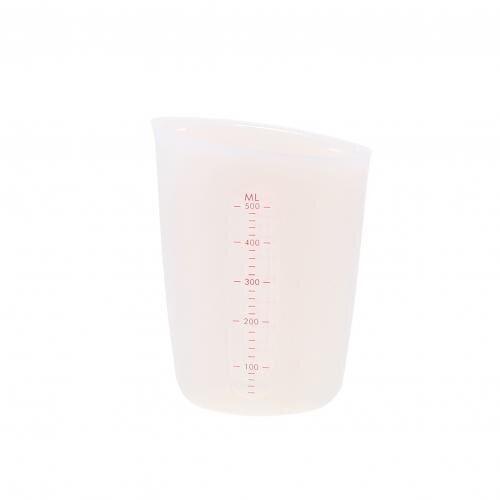 Taza de medición de silicona transparente de doble escala, herramientas de medición reutilizables suaves para hornear, accesorios de cocina, 250/500ml: Transparent 500ml