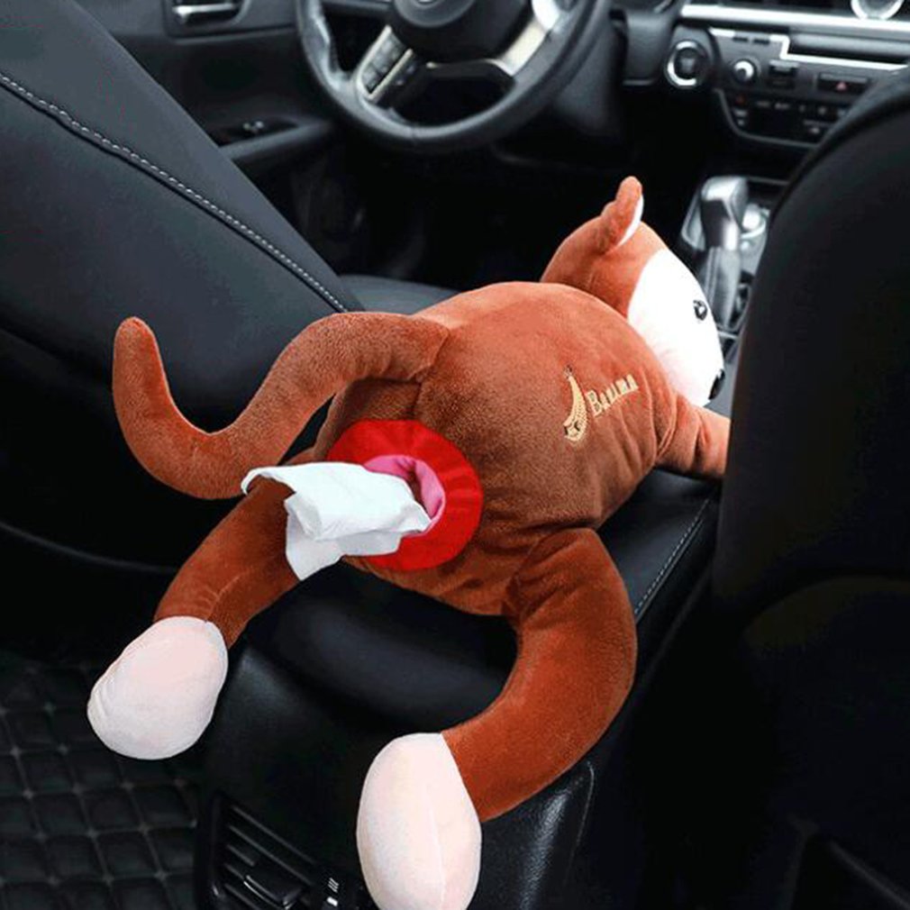 Creativo Pipi Scimmia Appesa Tessuto scatola auto di Tessuto Bookbox auto Bookbox Del Fumetto Sveglio Della Scimmia del Fumetto della Scatola Del Tessuto