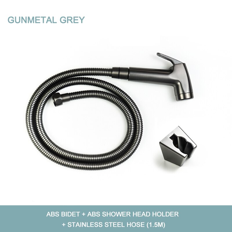 Pulvérisateur de Bidet mural pour toilettes, salle de bain en ABS, ensemble de pulvérisation à main, Douche autonettoyante, pomme de Douche avec tuyau: Grey Set SS Hose