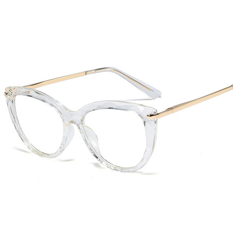 LNFCXI TR90 Women's Transparent Glasses Frames Metal Spring Leg Female Crystal Multi Section Eyeglasses Frames Oculos: C3 Transparent