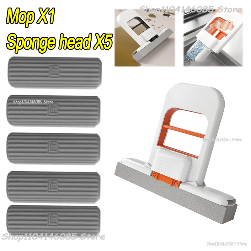 Mini-sponsmop Handvrije wasmoppen Mini draagbare superabsorberende dweil voor desktopvloer Badkamer Keuken Glas Autoreiniging: Rood