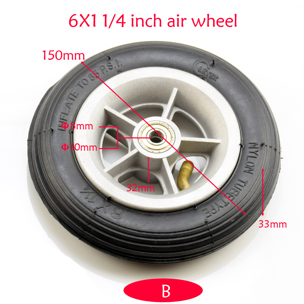 Roue avant universelle pour trottinette électrique, 5 pouces, 6 pouces, 6x2, avec roulement, solide, gonflable, 8/10mm, trou d&#39;essieu, chariot