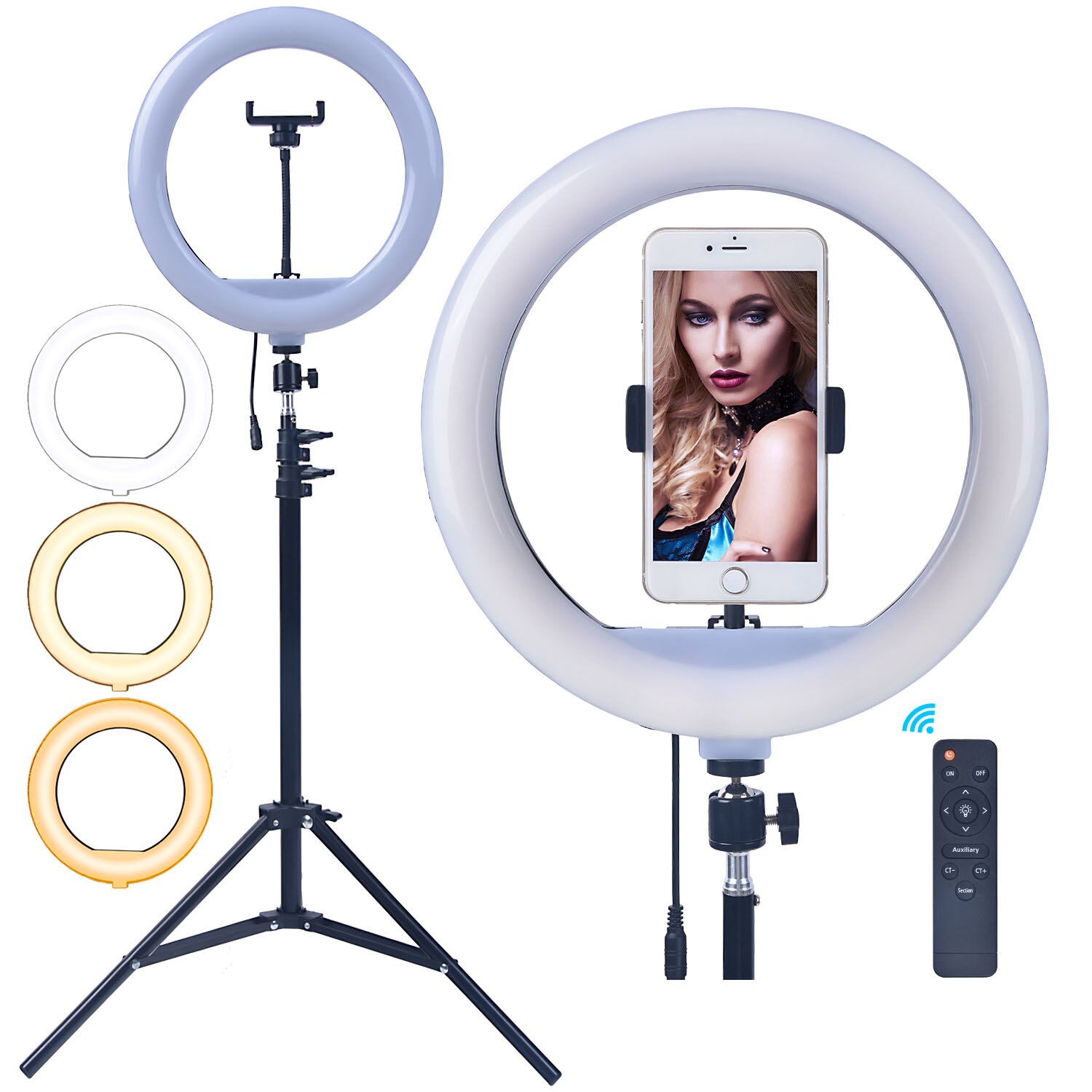 fosoto 12 inch 3000-6500K Photography LED Ring Light Dimmable Ring Lamp Lighting With Remote Tripod For Selfie Makeup Video
