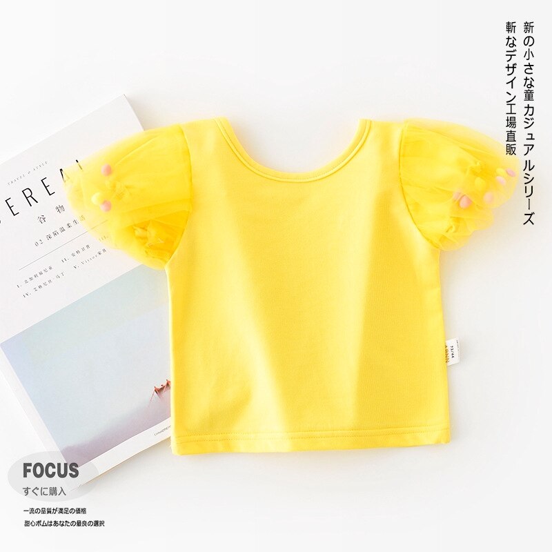 Summer New Baby Girls Fairy Puff Sleeve T-shirt