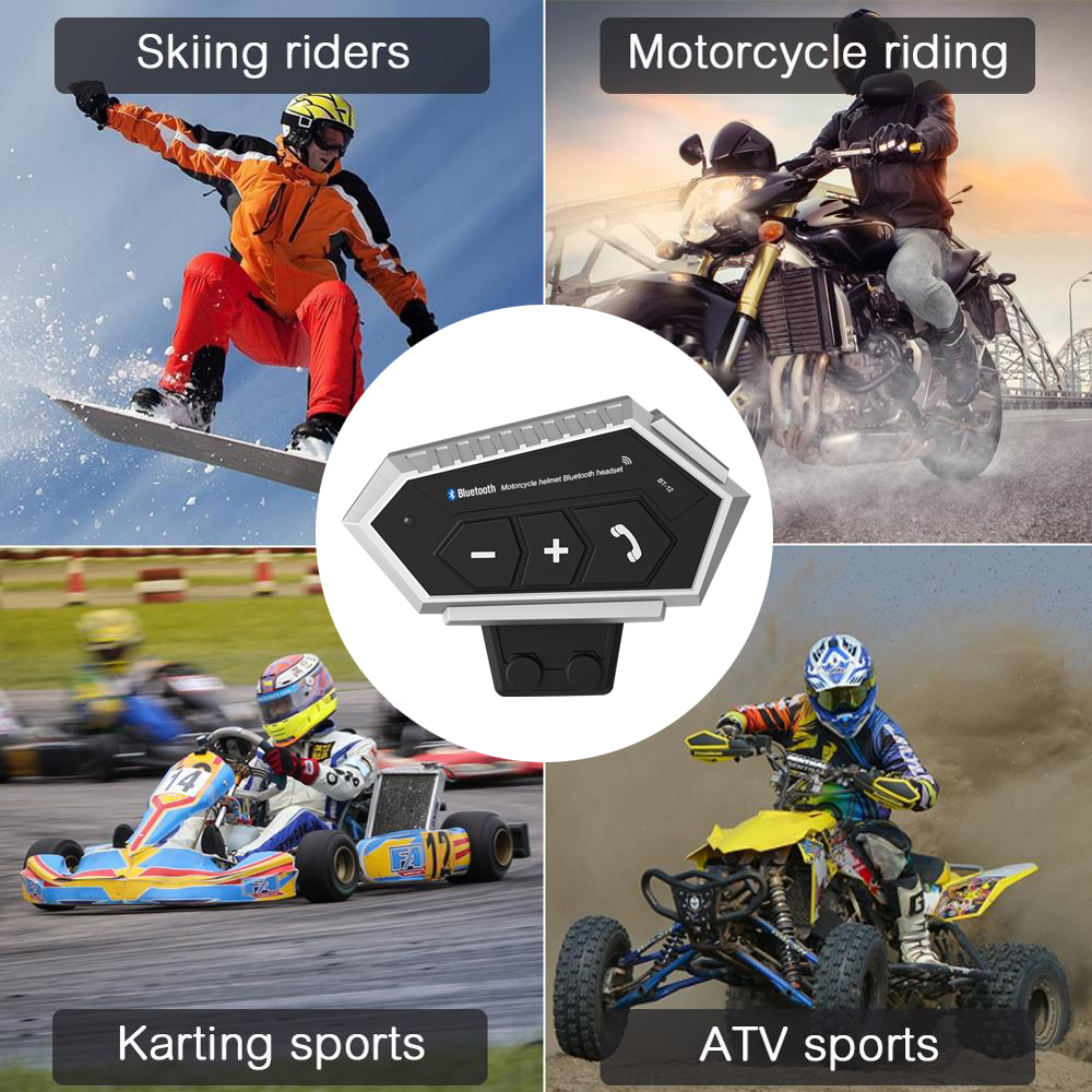 Bluetooth Headset Helmet Headset Bluetooth 5.0 Helmet Headphone Bluetooth Motorcycle Microphone Built-In 2000mAh Battery