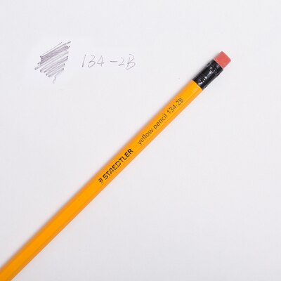 12Pcs Staedtler yellow pencil 134 wooden pencil HB 2B With rubber head Office and School Supplies: 2B 12Pcs