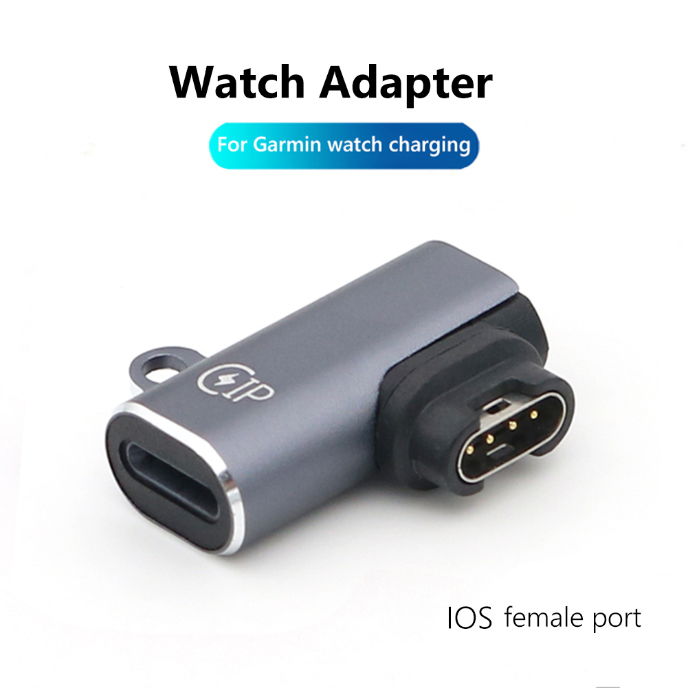 Type C/Micro/ios USB Lader Adapter Voor Garmin Fenix 7/6/5 Instinct 2S Venu 2 Plus EPIX forerunner 745 Horloge Opladen Converter: Black