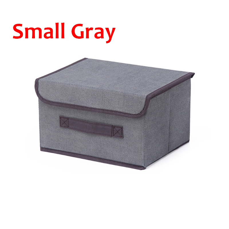 Storage Boxes with Lids No Smell Polyester Fabric Clear Storage Baskets Containers Bins With Double Cover Organizer: Small Grey