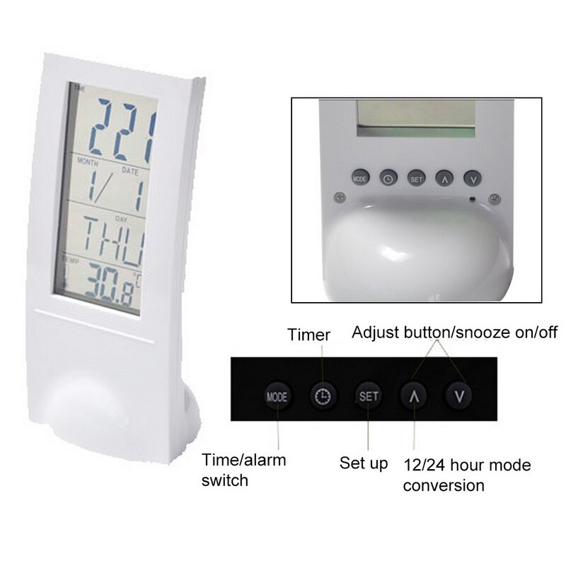 Horloge LED calendrier horloge heures de sommeil réglable Vertical silencieux réveil Transparent numérique moderne carré simple Face 170: white